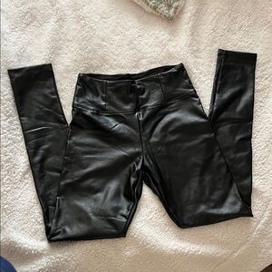 black faux leather pants